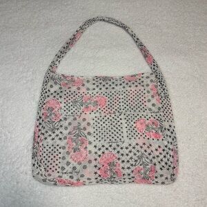 Free People White Black Floral Cotton Tote Bag